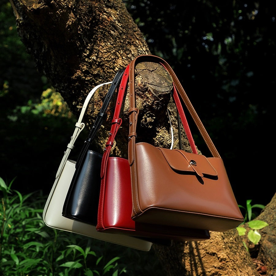 Commuter Elegant Versatile Handheld Shoulder Leather Bag